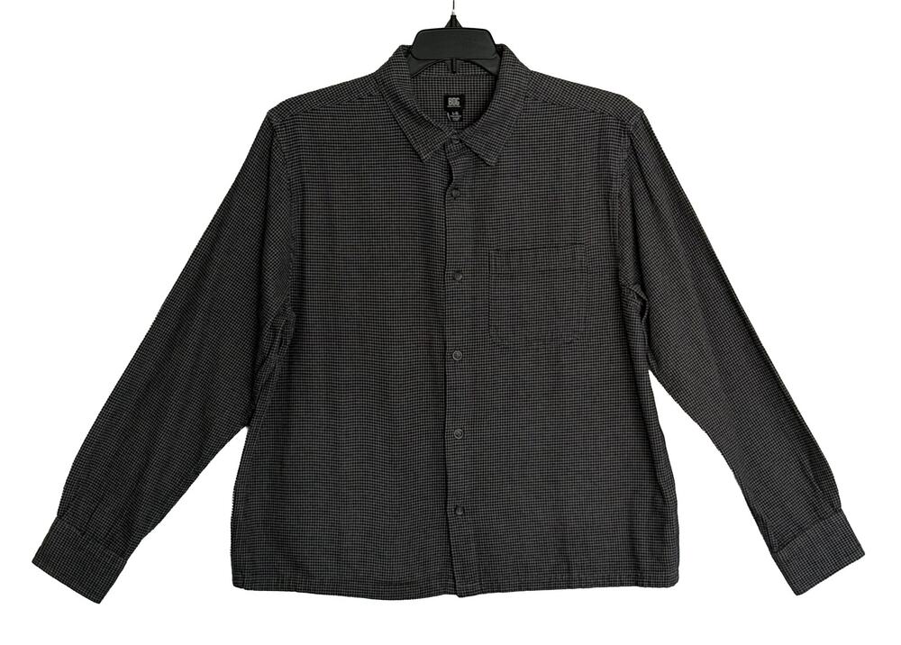 BDG Button-Up Shirt Men's XL Long Sleeve Gray Micro-Houndstooth NWT